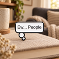 Ew People thought bubble enamel pin in a quiet cozy reading nook