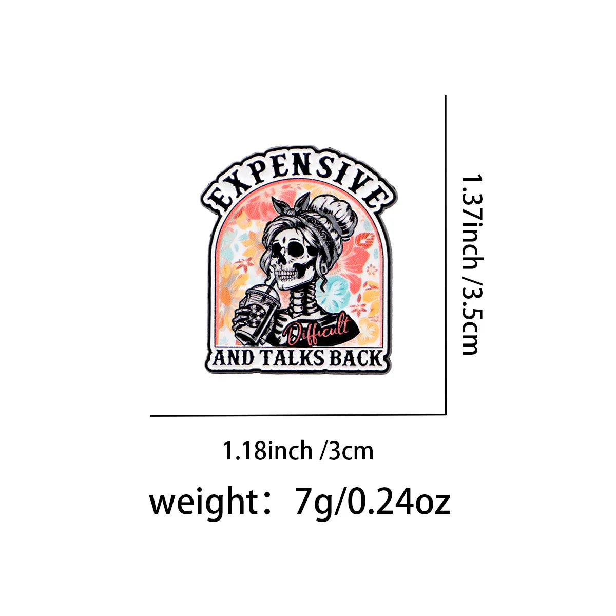 ’EXPENSIVE AND TALKS BACK’ Enamel Pin Skeleton Brooch Pines Lapel Pins Badge Clothing Accessories Fashion Jewelry