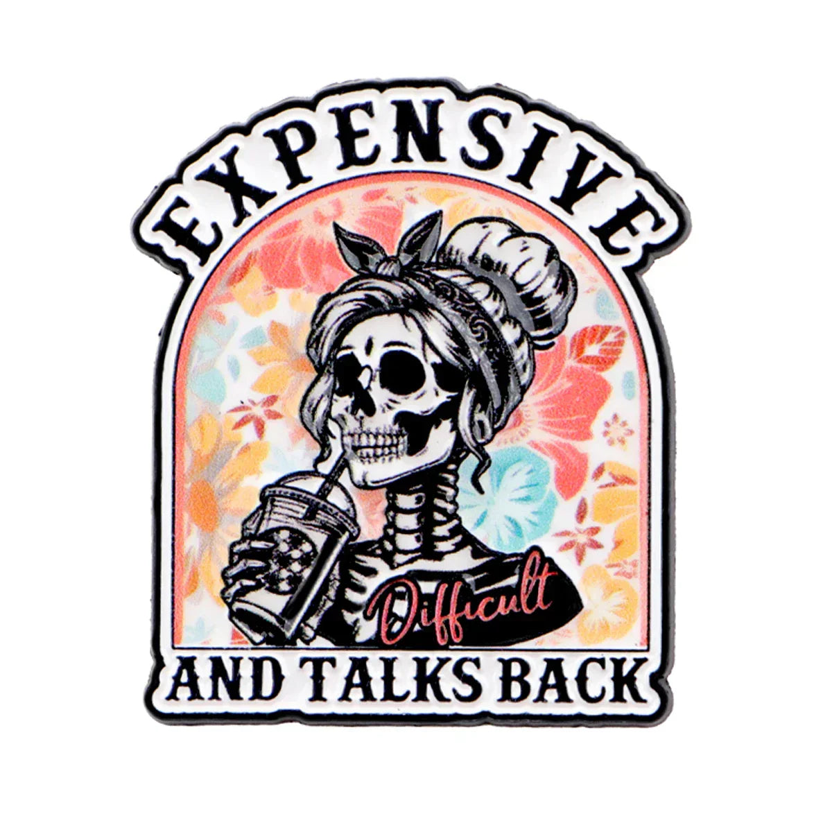 ’EXPENSIVE AND TALKS BACK’ Enamel Pin Skeleton Brooch Pines Lapel Pins Badge Clothing Accessories Fashion Jewelry