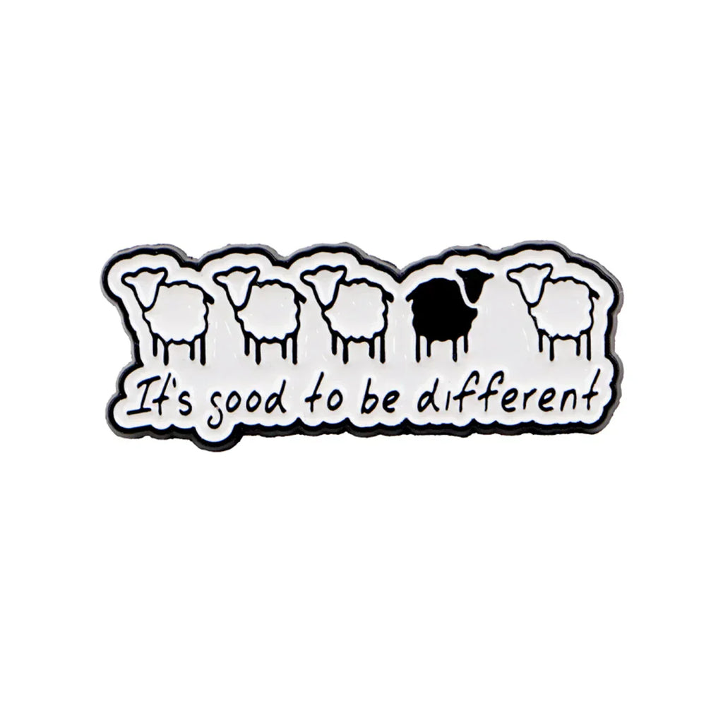 Five Sheep Combine ’It’S Good to Be Different’ Enamel Pin Lapel Pins Brooches for Women Funny Jewelry Accessories