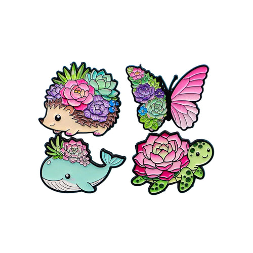 Plant Enamel Pin Cute Whale Brooch Pines Lapel Pins Badge on Backpack Clothing Accessories Animal Jewelry Friends Gifts