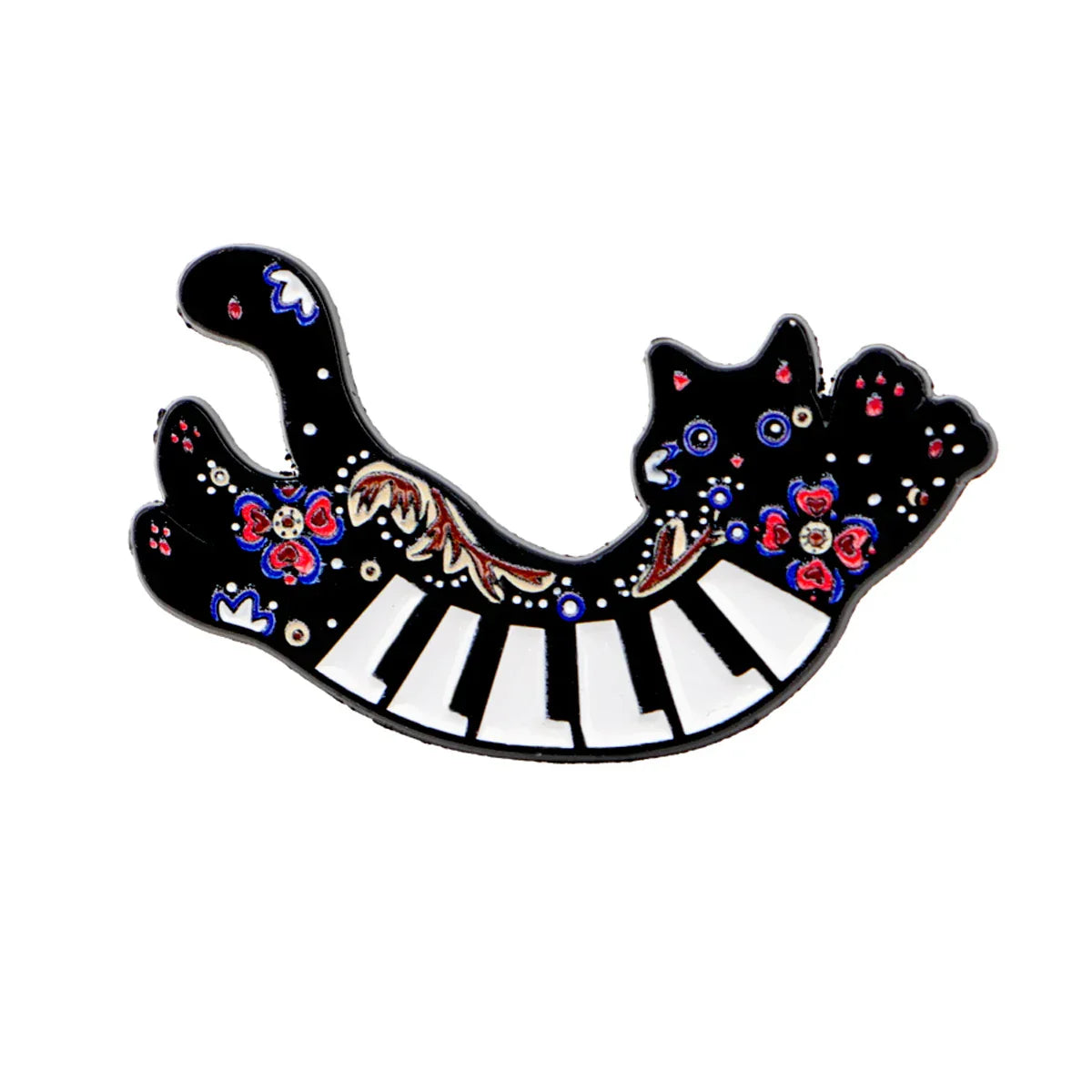 Cartoon Flower Cat Enamel Pin Piano Brooch Pines Lapel Pins Badge on Backpack Clothing Accessories Funny Jewelry
