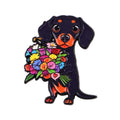Flowers Enamel Pin Cute Dachshund Brooch Pines Lapel Pins Badge on Backpack Clothing Accessories Animal Jewelry Friends
