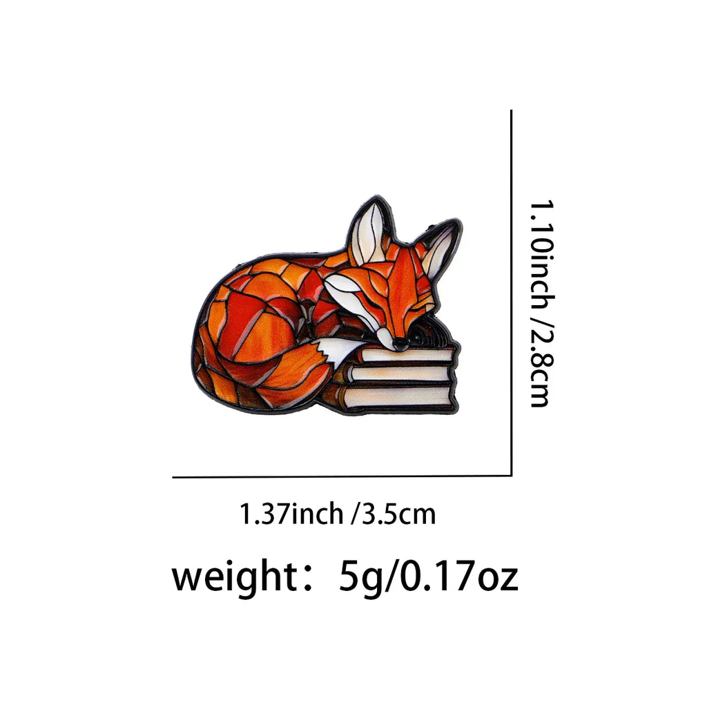 Cute Fox Enamel Pin Book Brooches Lapel Pins Cartoon Badge on Backpack Clothing Accessories Animal Jewelry Friends