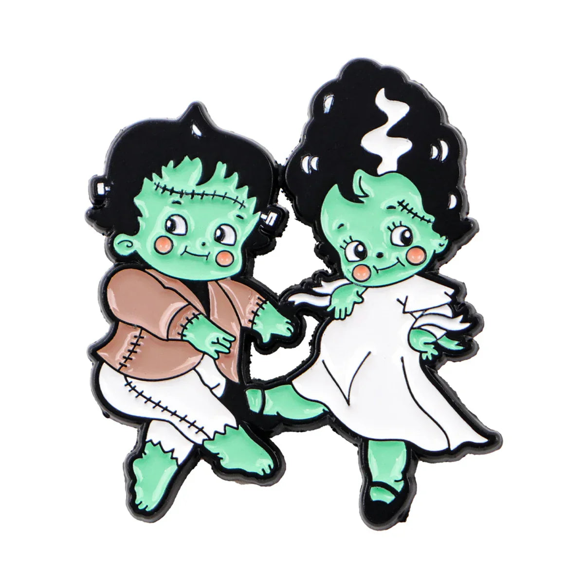 Frankenstein Kewpie Bride and Groom Enamel Pin 1