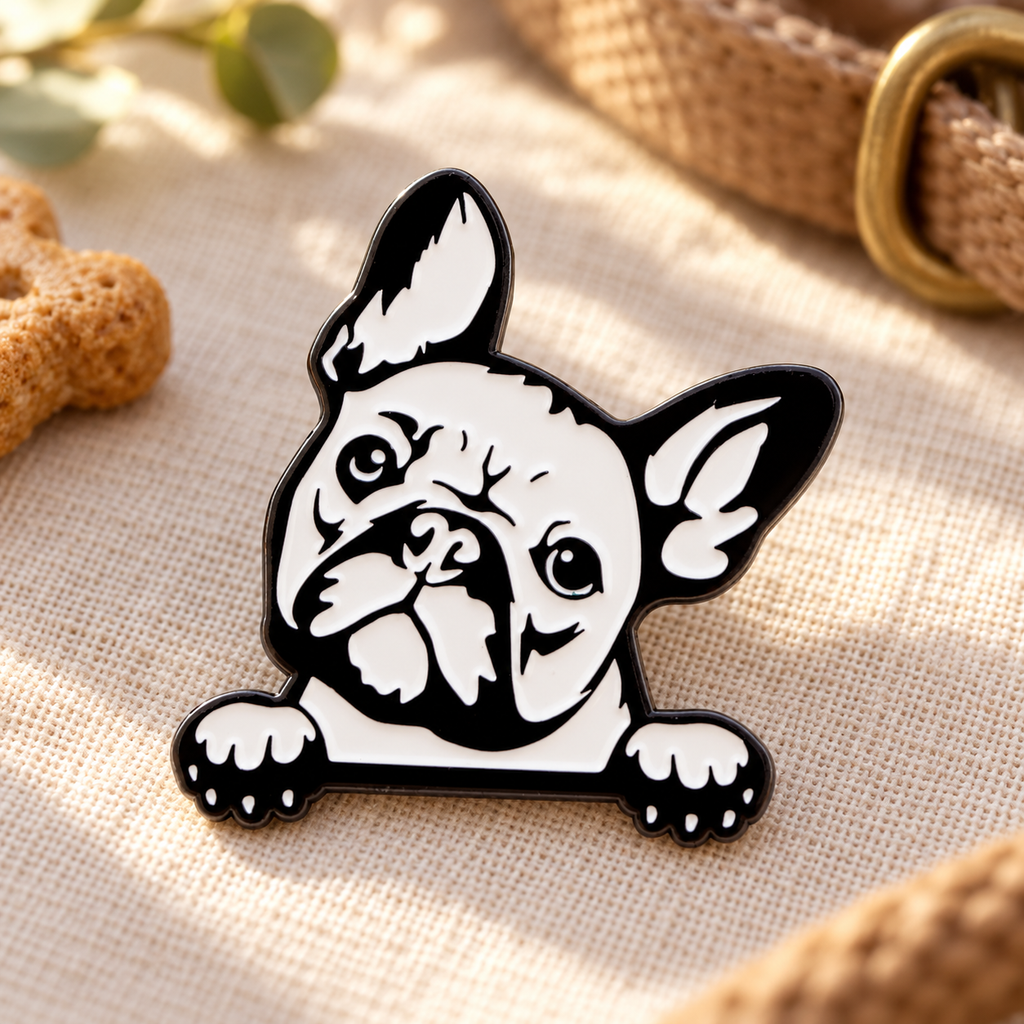 French Bulldog Pin on a warm dog-lover linen background