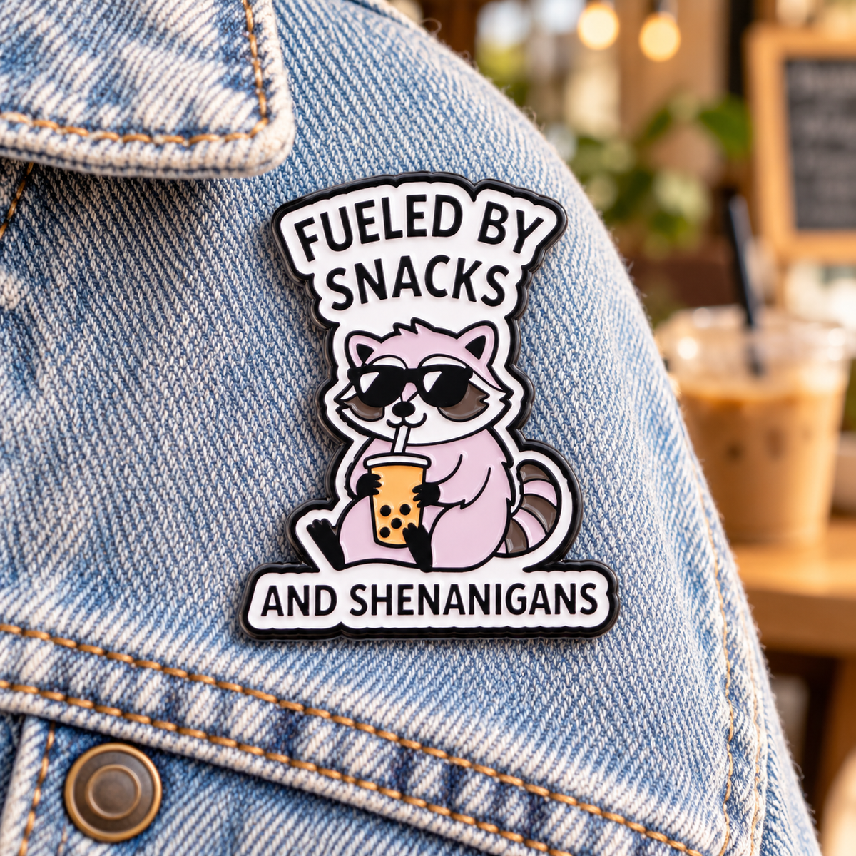 Pin raton laveur Fueled by snacks and shenanigans sur denim