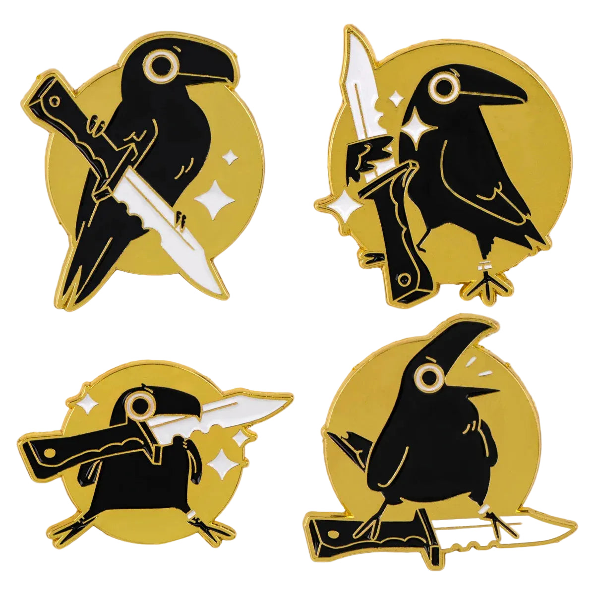 Funny Crow with knife Enamel Pin Cute Brooch Pines Lapel Pins Badge on Backpack Clothing Accessories Punk Jewelry