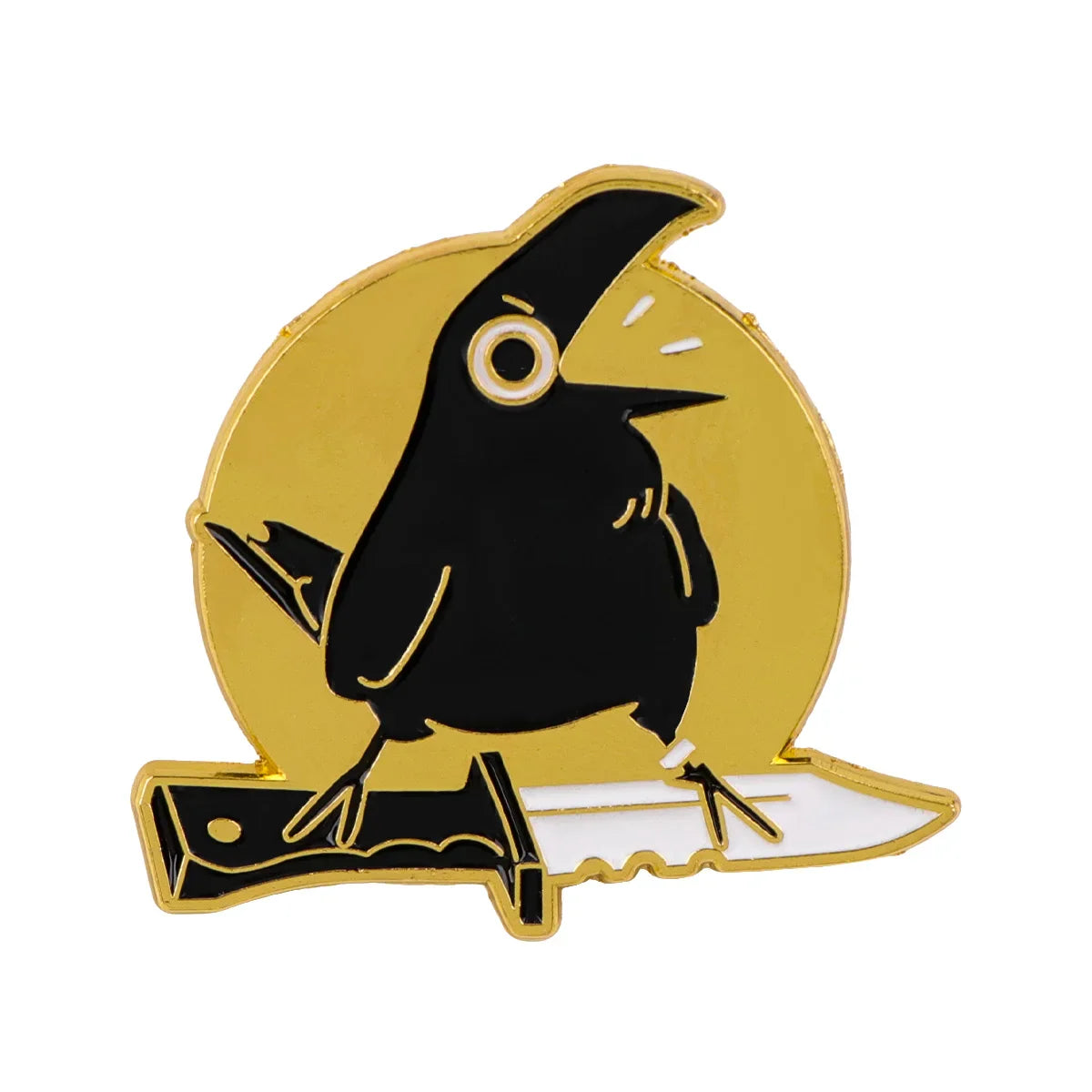 Funny Crow with knife Enamel Pin Cute Brooch Pines Lapel Pins Badge on Backpack Clothing Accessories Punk Jewelry