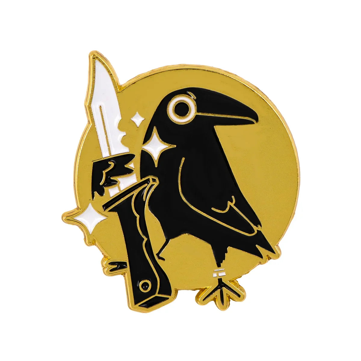 Funny Crow with knife Enamel Pin Cute Brooch Pines Lapel Pins Badge on Backpack Clothing Accessories Punk Jewelry