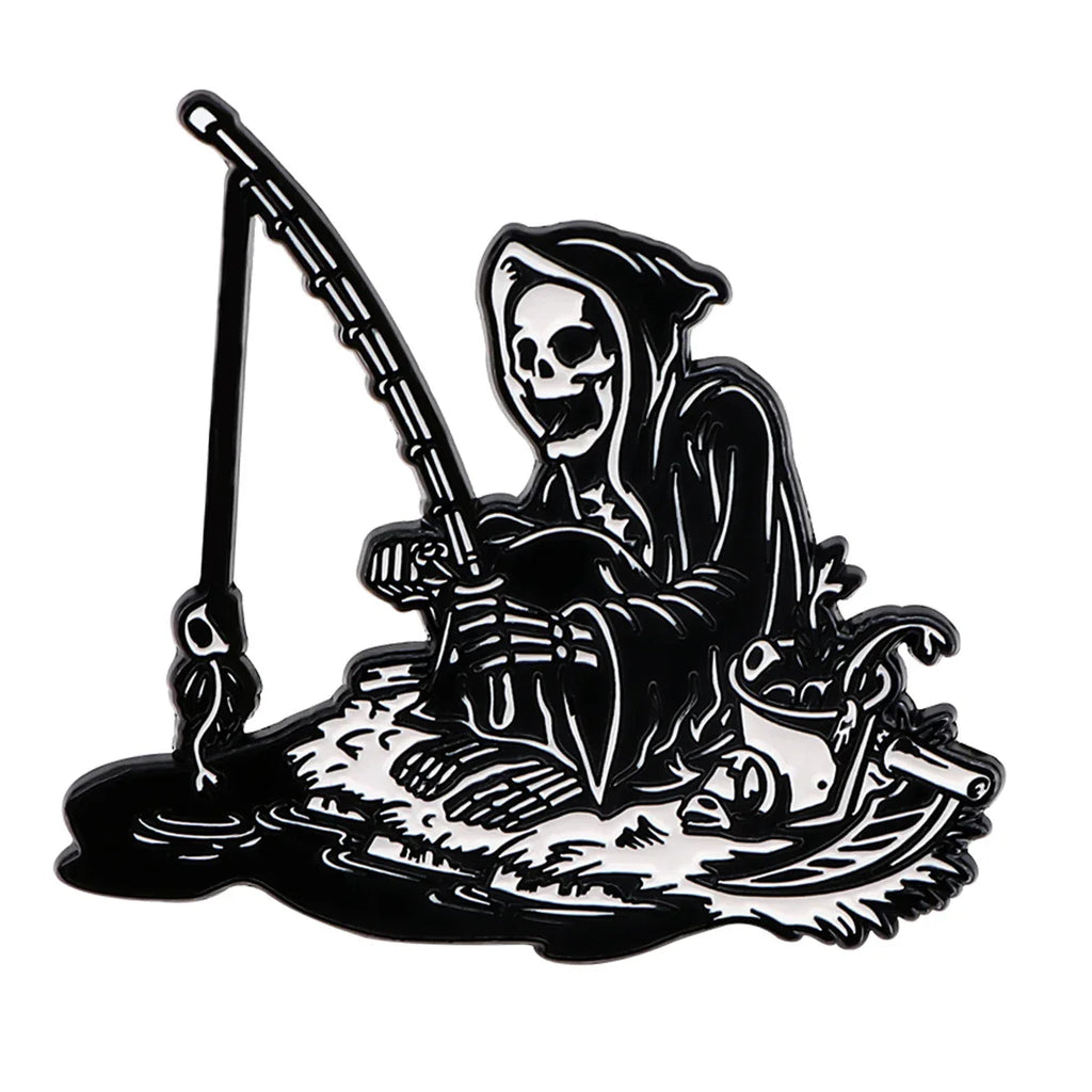 Funny Quotes Enamel Pins Ghost Skeleton Death Brooch Pines Halloween Badge Lapel Pins Punk Gothic Jewelry Gift