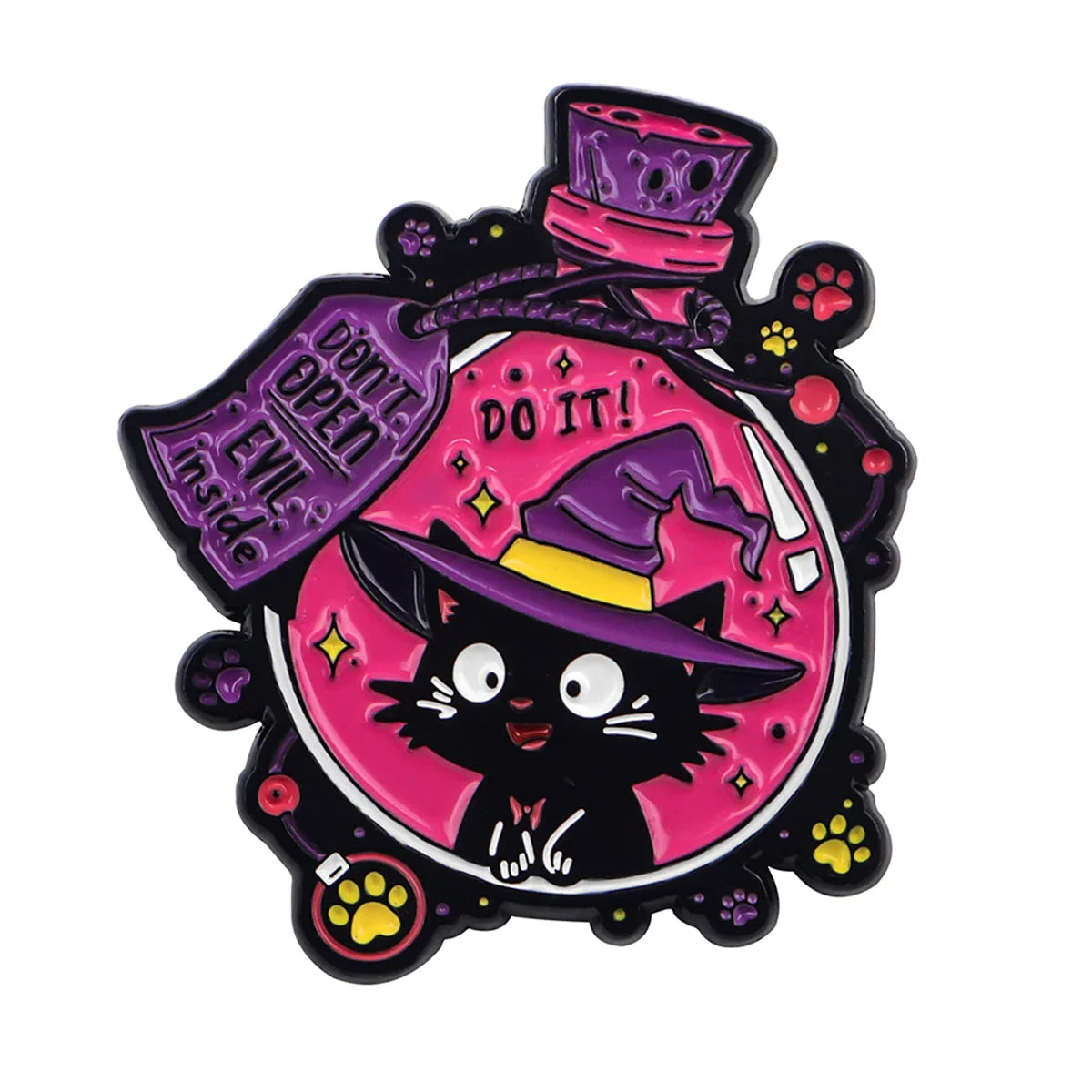 Funny Witch Cat Potion Enamel Pin 1
