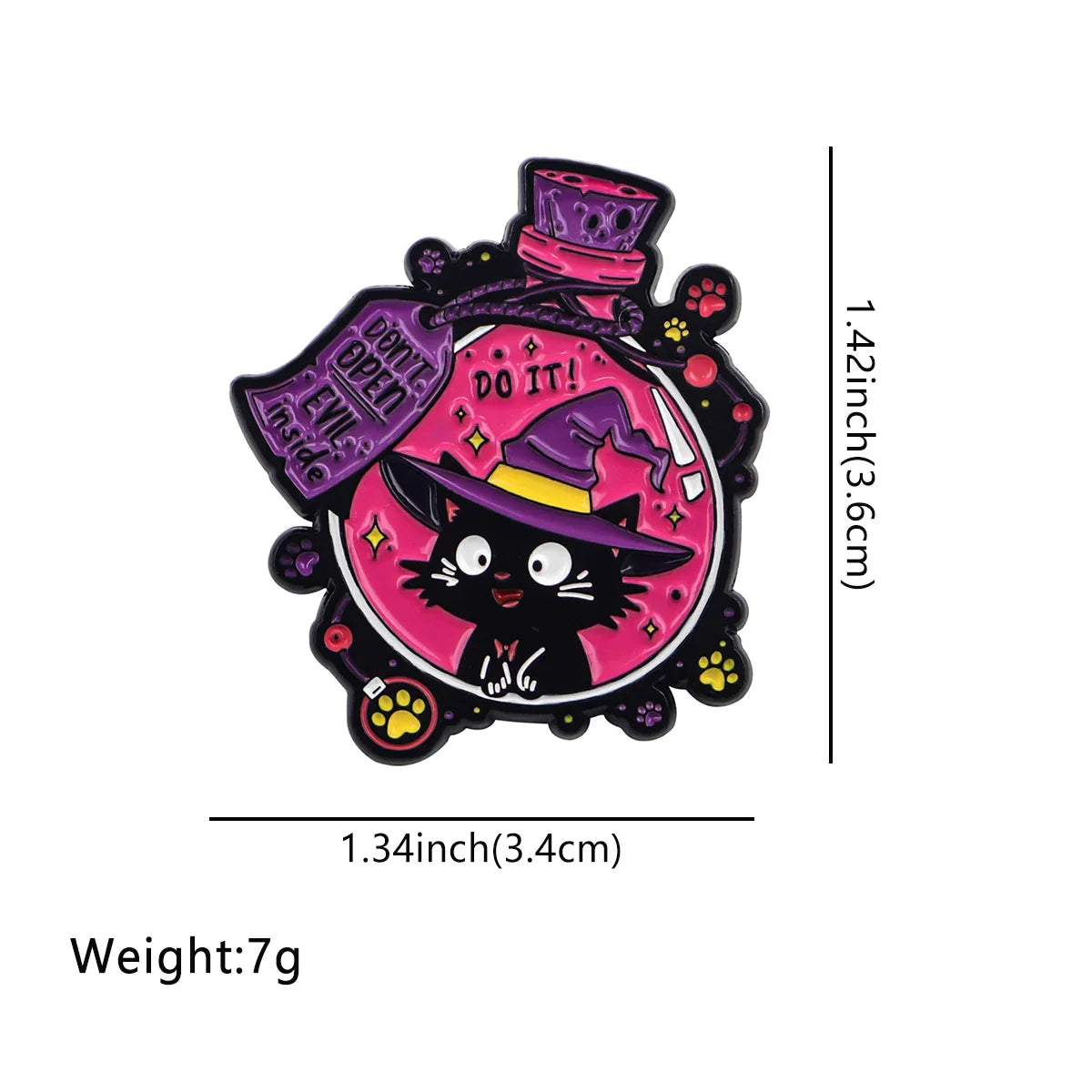 Funny Witch Cat Potion Enamel Pin 1