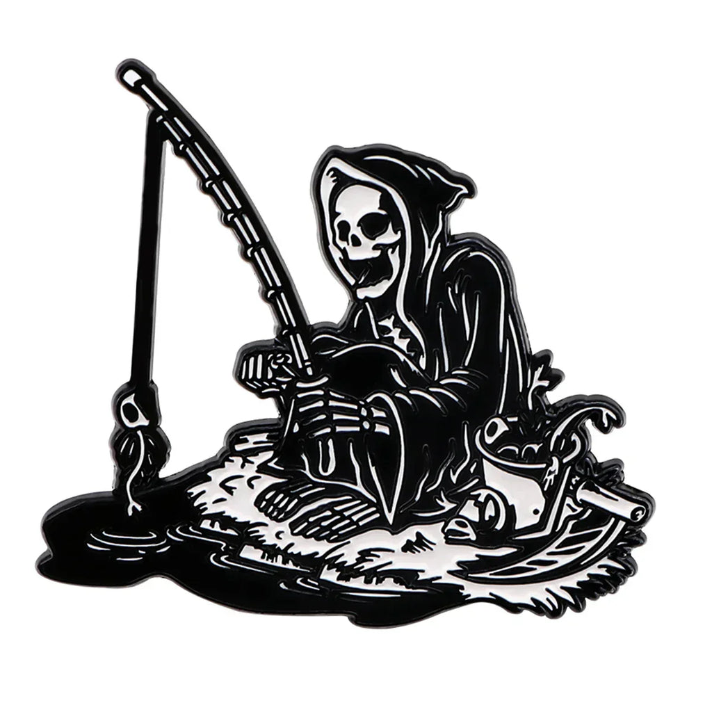 Funny Quotes Enamel Pins Ghost Skeleton Death Brooch Pines Halloween Badge Lapel Pins Punk Gothic Jewelry Gift