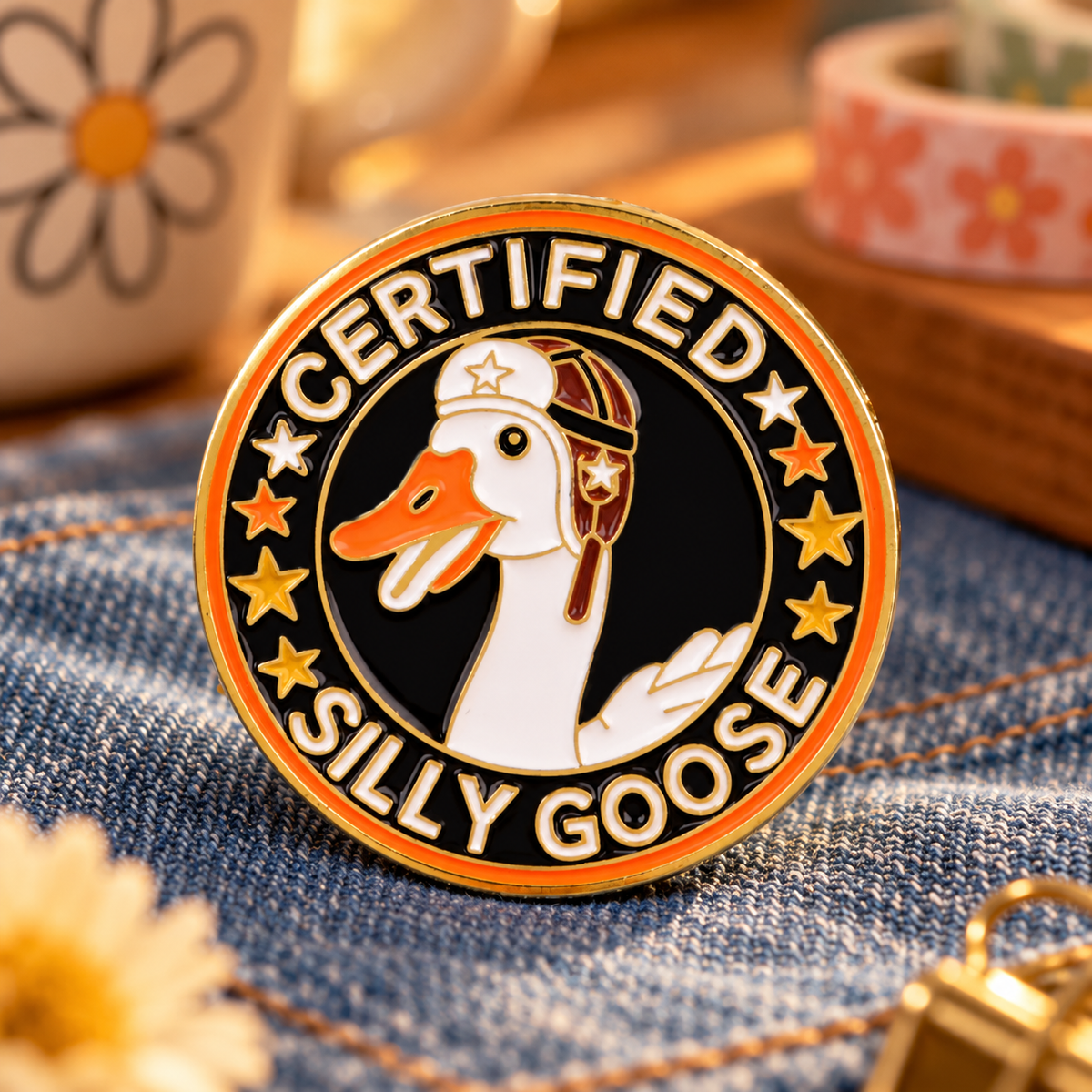 Certified Silly Goose Pin – décor denim