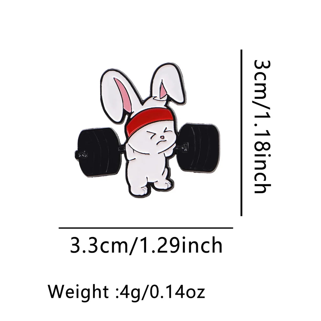 Cute Rabbit Enamel Pin Fitness Brooch Pines Lapel Pins Badge on Backpack Clothing Accessories Animal Jewelry Friends