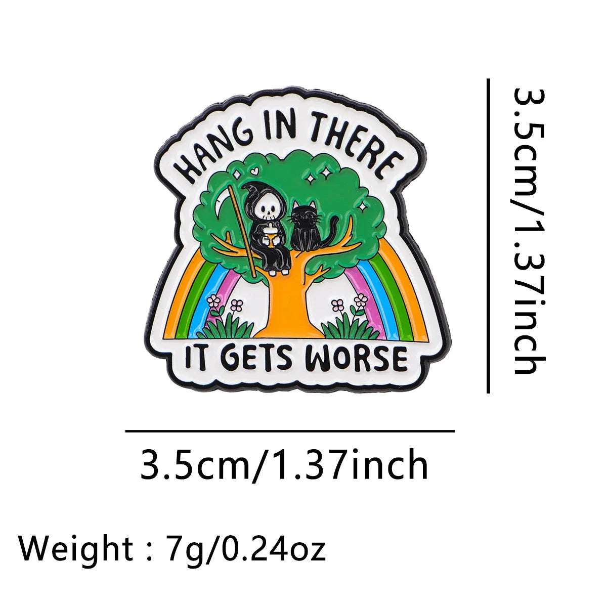 Gothic Cat & Skeleton Enamel Pins Rainbow & Skulls Brooches Badge Lapel Pins Clothes Decoration Humorous Jewelry