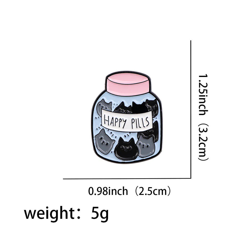 Happy Pills Cat Enamel Pin 1