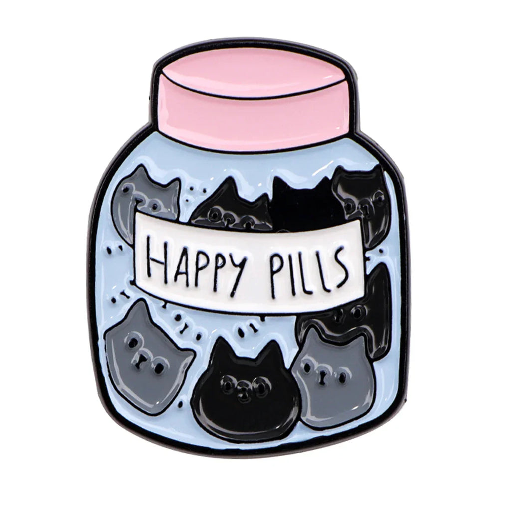 Happy Pills Cat Enamel Pin 1