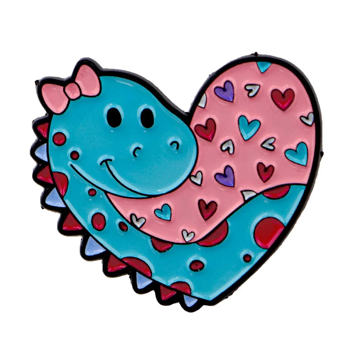 Heart shaped Dinosaur Enamel Pin 1