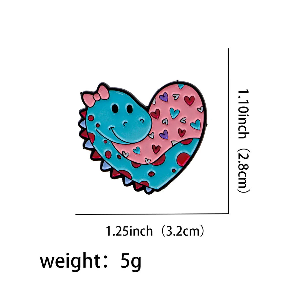 Heart shaped Dinosaur Enamel Pin 1