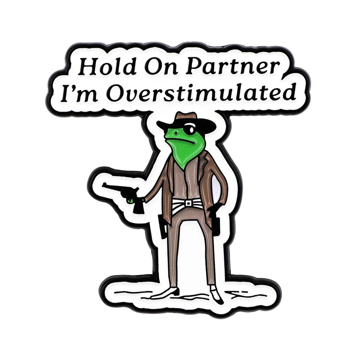 ’Hold On’ Cowboy Frog Enamel Pin 1