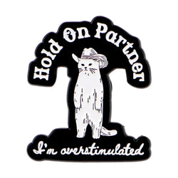 Cartoon Cat Enamel Pin Lapel Pins Metal Badges ’Hold On’Quotes Brooch for Clothes Accessories Fashion Jewelry Friends