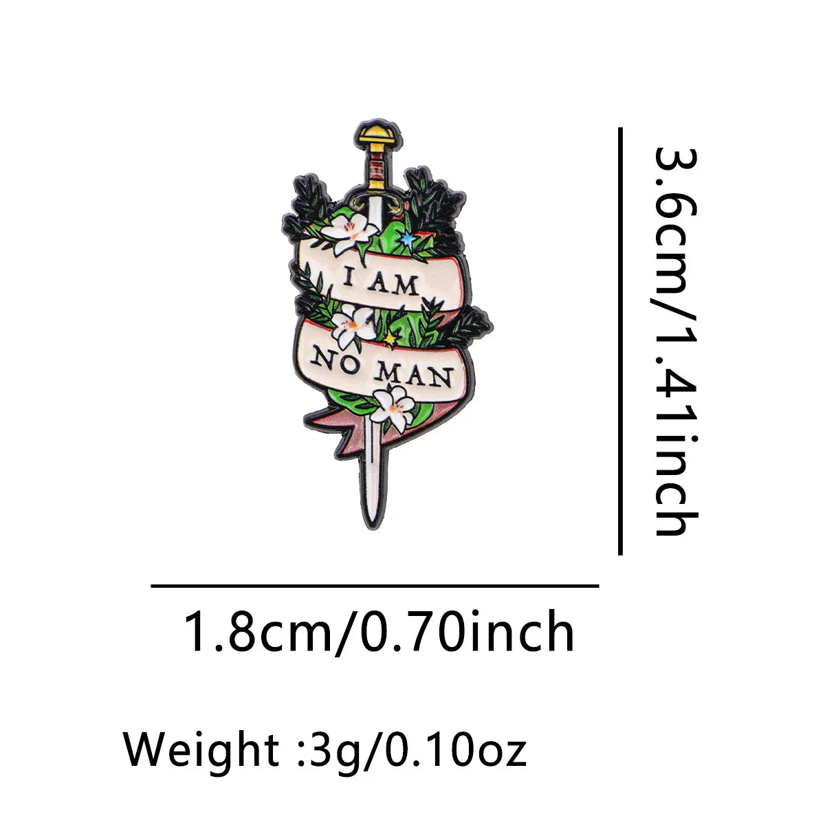 I AM NO MAN Lapel Pins for Backpacks Brooches for Women Sword Enamel Pin Fashion Jewelry Accessories Friends Gift - 1