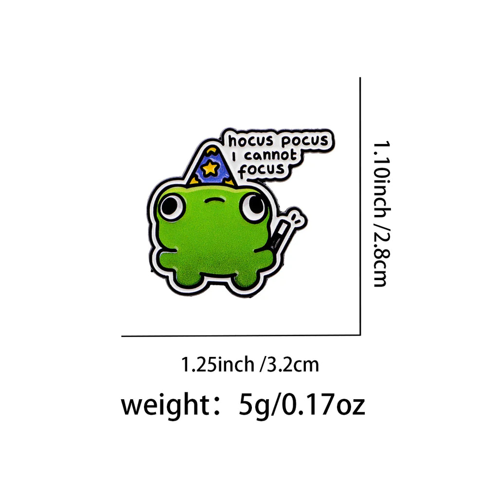 i cannot focus Frog Enamel Pin Lapel Pins for Backpacks Funny Quotes Brooches for Women Fashion Jewelry Accessories