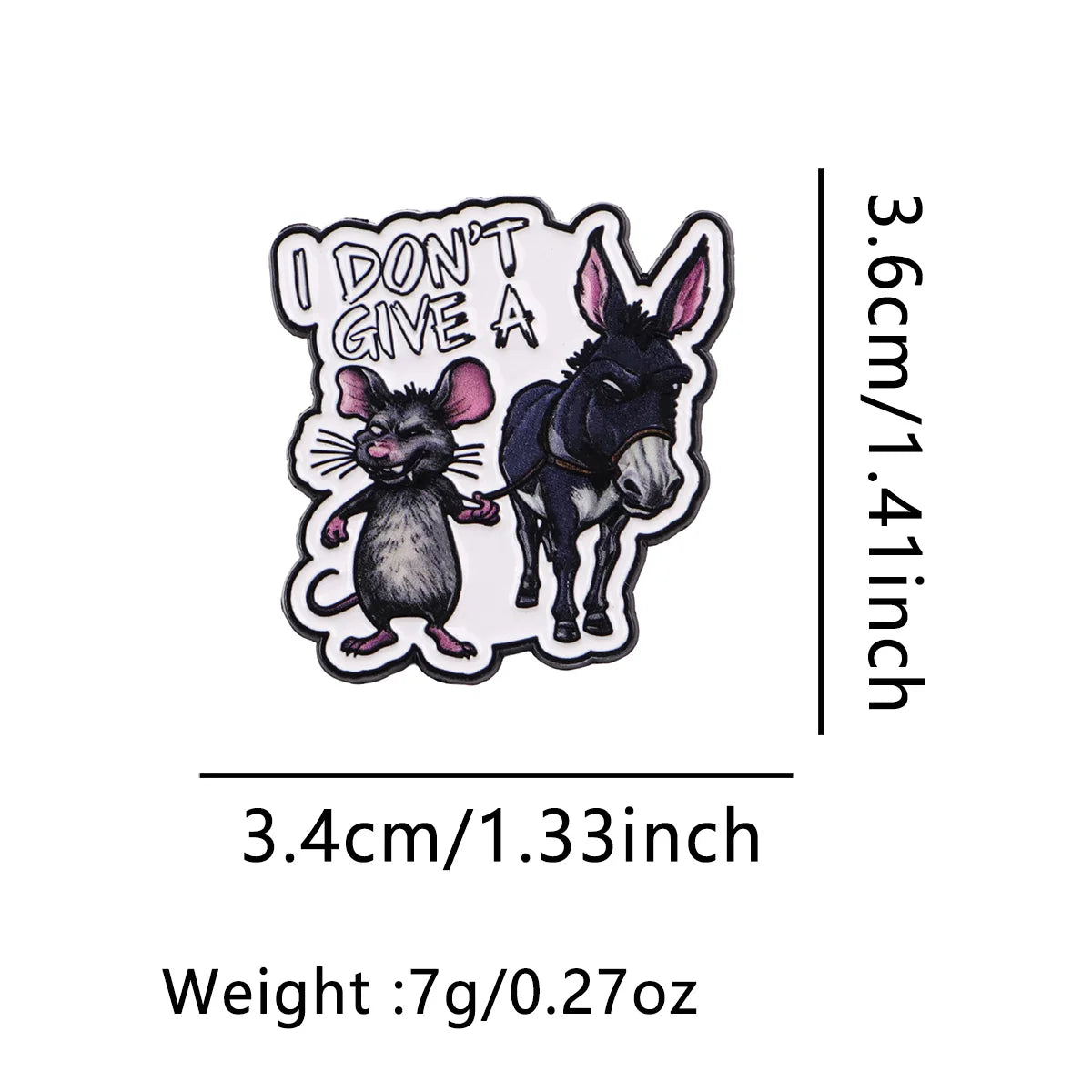 I DON’T GIVE A Enamel Pin Mouse & Donkey Brooch Pines Lapel Pins Badge on Backpack Clothing Accessories Animal Jewelry