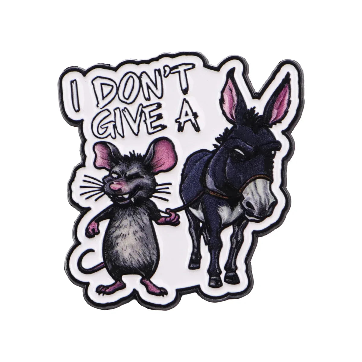 I DON’T GIVE A Enamel Pin Mouse & Donkey Brooch Pines Lapel Pins Badge on Backpack Clothing Accessories Animal Jewelry
