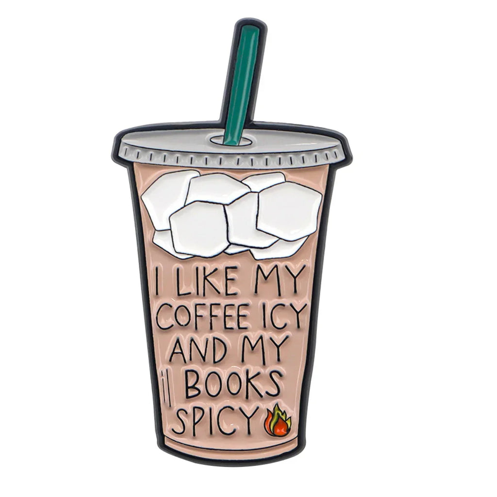 I Like My Coffee And My Books Spicy Enamel Pin 1