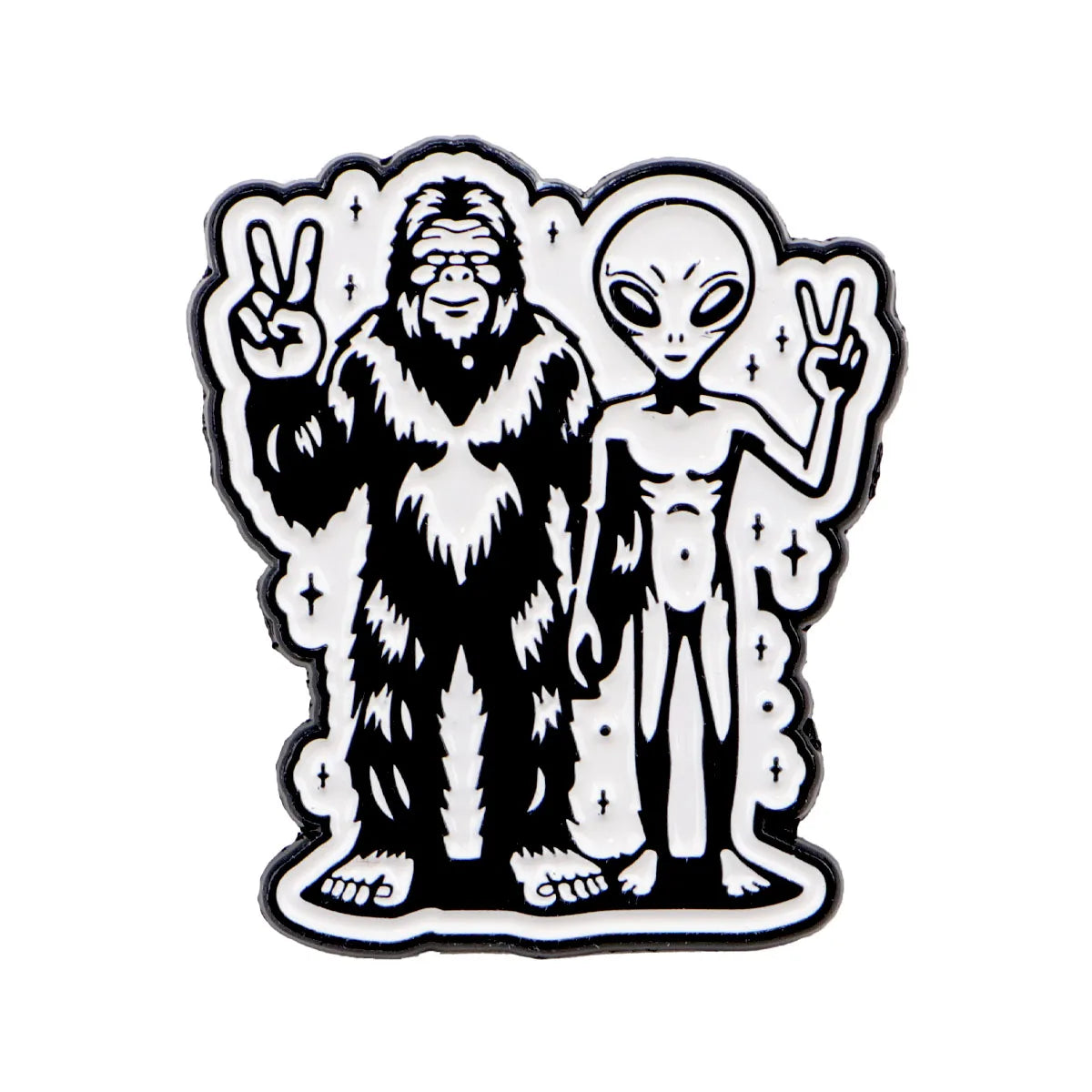 I Want to Believe Bigfoot and Alien Peace Enamel Pin 1