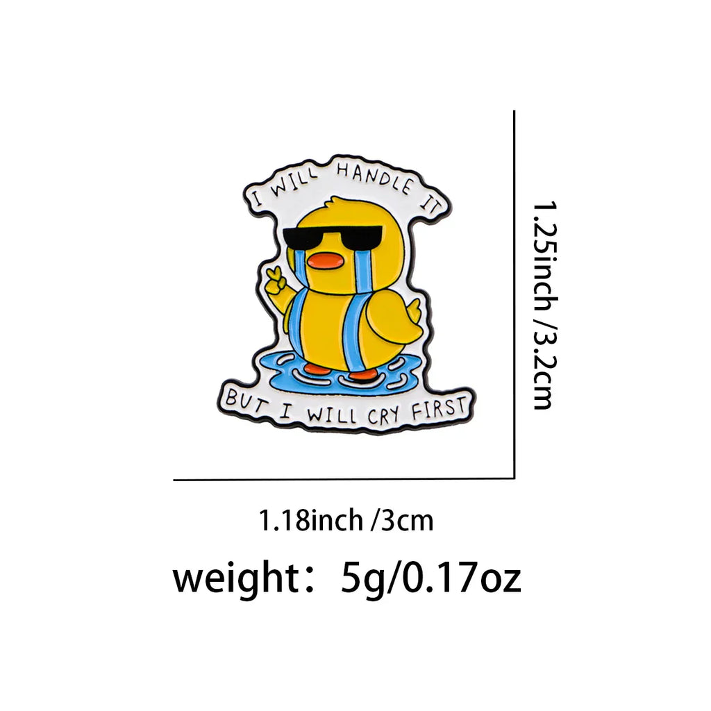 Funny Crying Duck Enamel Pin Mental Health Brooch Pines Lapel Pins Badge on Backpack Clothing Accessories Animal