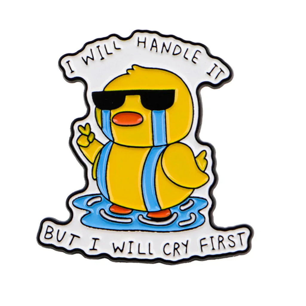 Funny Crying Duck Enamel Pin Mental Health Brooch Pines Lapel Pins Badge on Backpack Clothing Accessories Animal