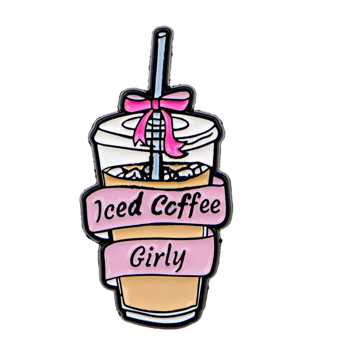 Coffee Enamel Pin Pink Bow Brooch Pines Lapel Pins Badge on Backpack Clothing Accessories Fashion Jewelry Girl Gifts - 1