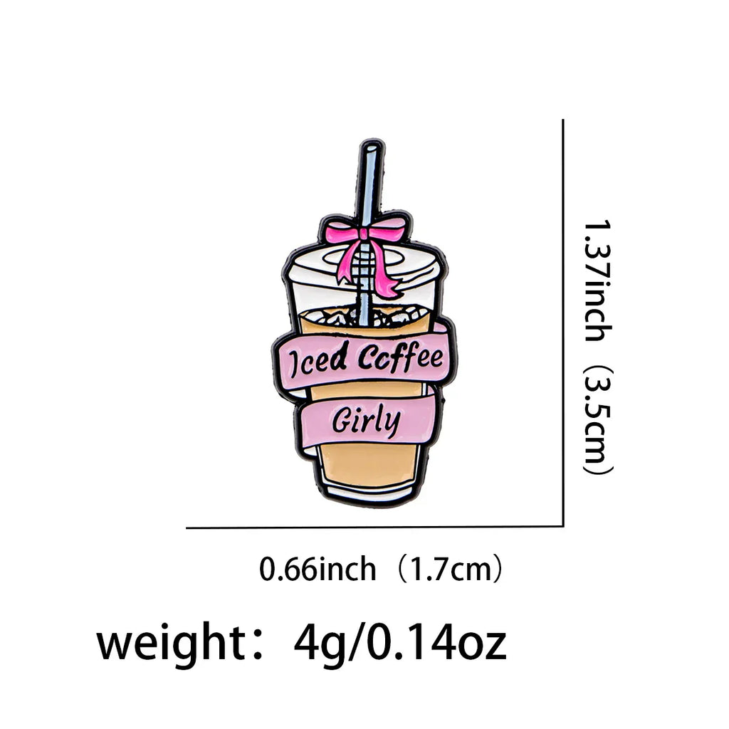 Coffee Enamel Pin Pink Bow Brooch Pines Lapel Pins Badge on Backpack Clothing Accessories Fashion Jewelry Girl Gifts - 1