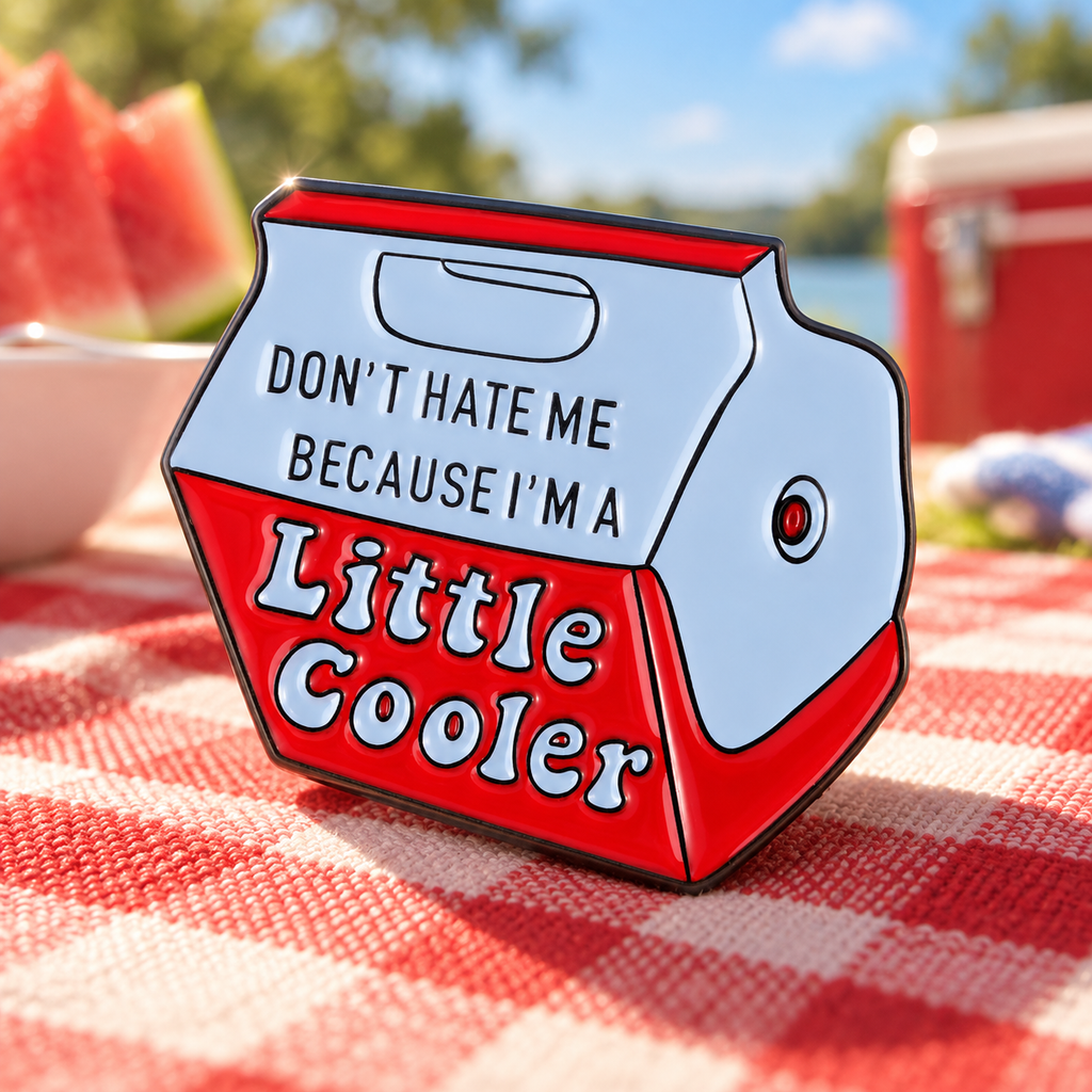 “I’m a Cooler” Cooler Pin — styled product photo