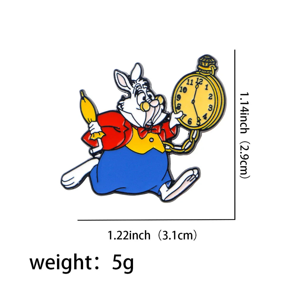 ’I’m late’ White Rabbit Enamel Pin 1