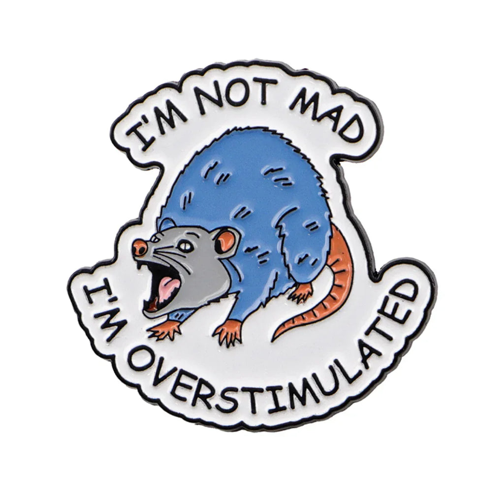 Funny Possum Anxiety Enamel Pin Animal Humor Brooches Lapel Pins Sarcastic Quote Badge Clothing Accessories Fashion