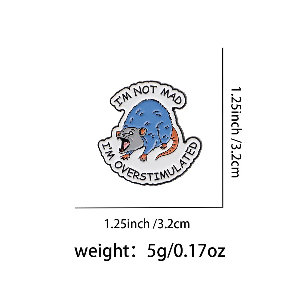 Funny Possum Anxiety Enamel Pin Animal Humor Brooches Lapel Pins Sarcastic Quote Badge Clothing Accessories Fashion