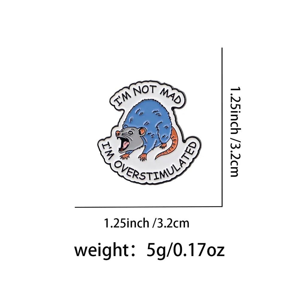 Funny Possum Anxiety Enamel Pin Animal Humor Brooches Lapel Pins Sarcastic Quote Badge Clothing Accessories Fashion
