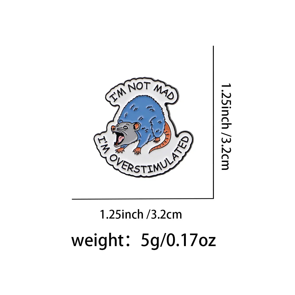 Funny Possum Anxiety Enamel Pin Animal Humor Brooches Lapel Pins Sarcastic Quote Badge Clothing Accessories Fashion