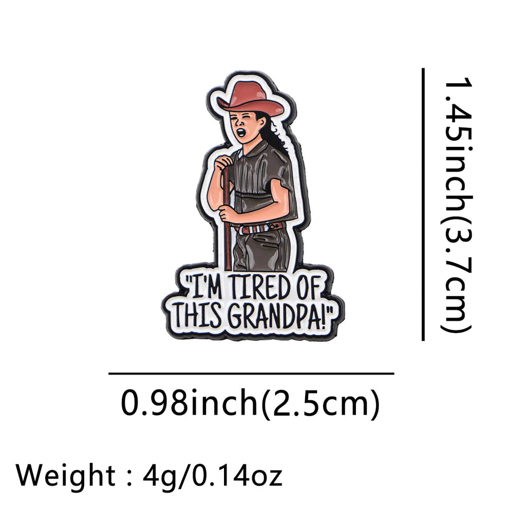 Cartoon Enamel Pin ’Grandpa!’ Quote Brooch Pines Lapel Pins Badge on Backpack Clothing Accessories Funny Jewelry