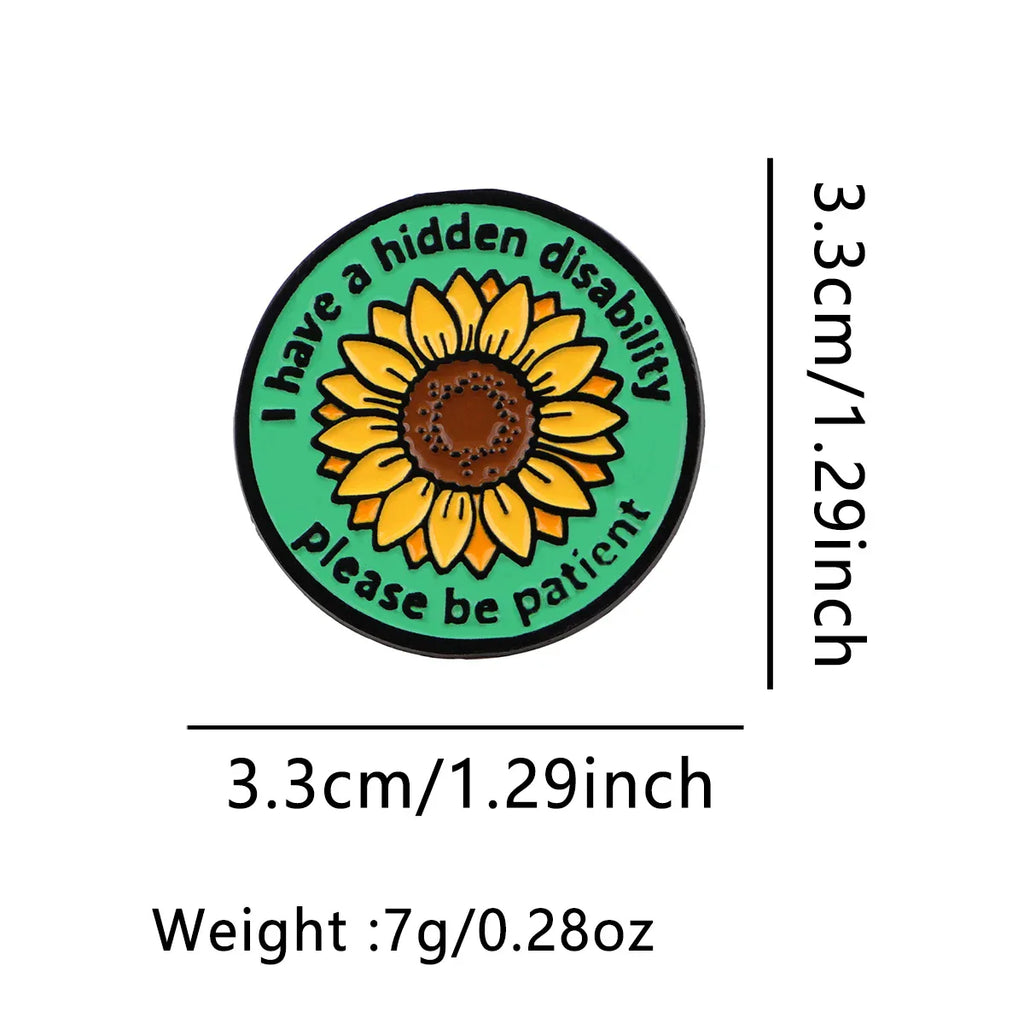 Invisible Disability Enamel Pin Sunflower Brooch Pines Lapel Pins Round Badge Clothing Accessories Fashion Jewelry