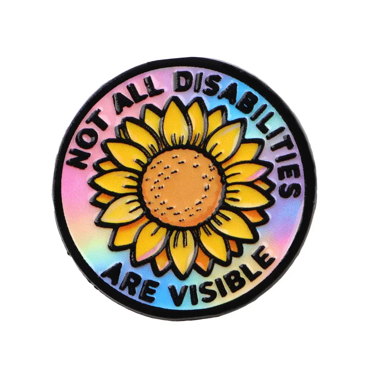 Invisible Disability Enamel Pin Sunflower Brooch Pines Lapel Pins Round Badge Clothing Accessories Fashion Jewelry