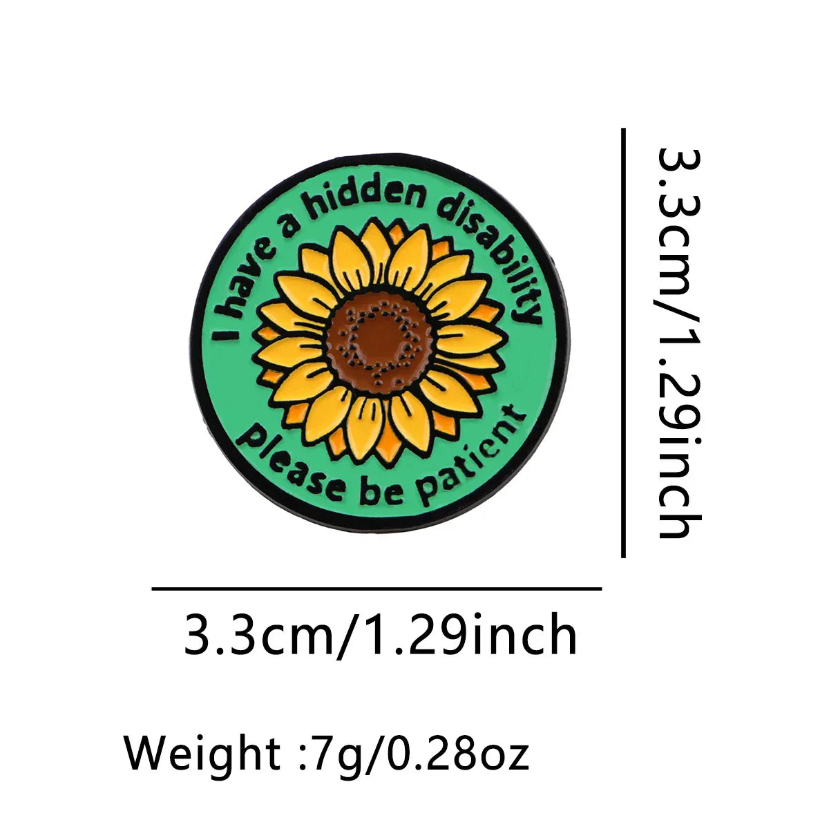Invisible Disability Enamel Pin Sunflower Brooch Pines Lapel Pins Round Badge Clothing Accessories Fashion Jewelry