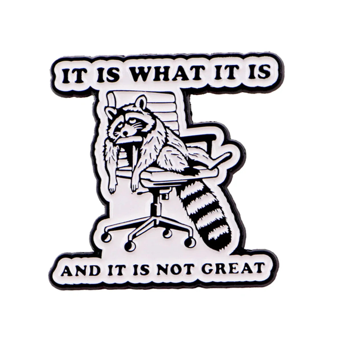 IT IS WHAT IT IS Enamel Pin Lapel Pins for Backpacks Raccoon Brooches for Women Animal Jewelry Accessories Friends Gift