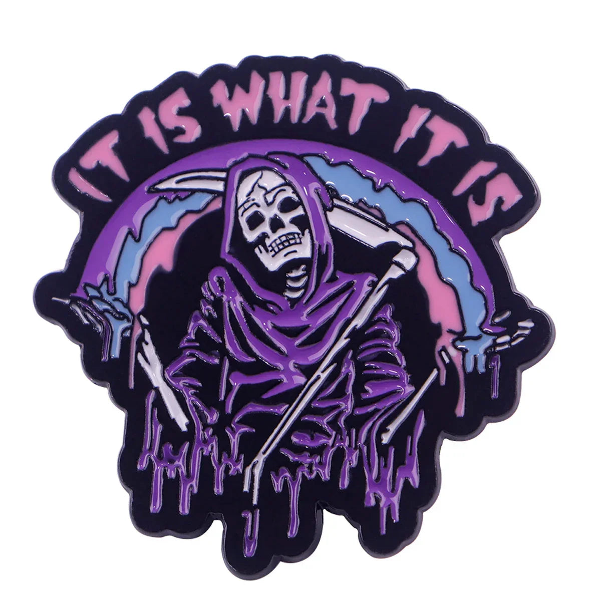 It is What it is Skeleton Death Angel Enamel Pin 1
