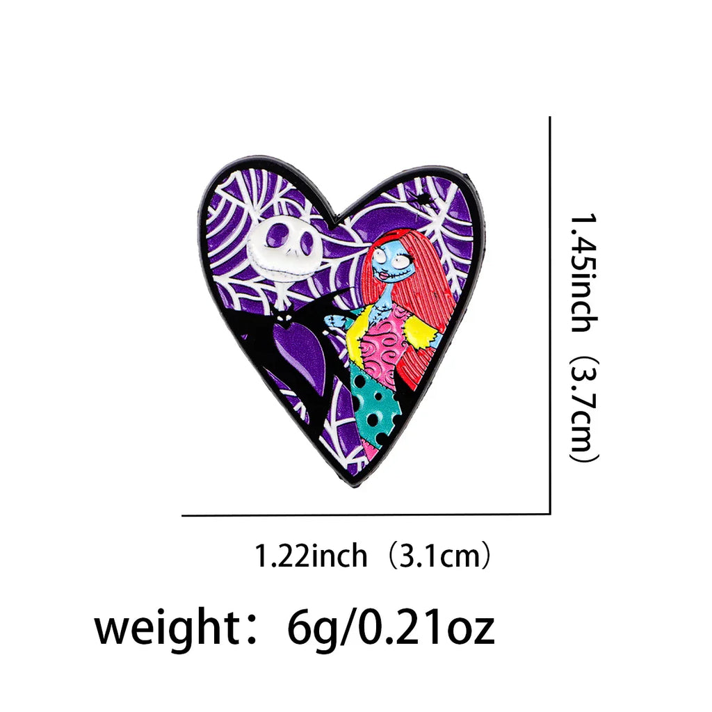 Jack and Sally Spider Web Heart Enamel Pin 1